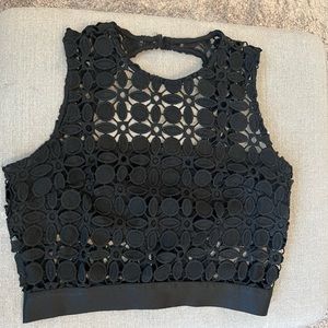 Bebe Black Eyelet Lace Crop Top